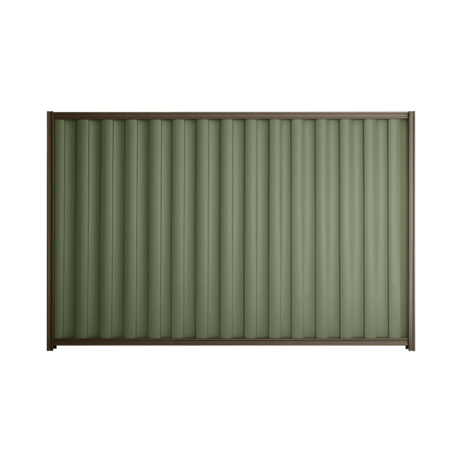 Good Neighbour® Wavelok® 1500mm High Fence Panel Sheet: Mist Green Post/Track: Banyan Brown