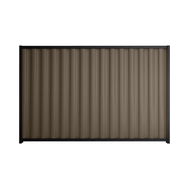Good Neighbour® Wavelok® 1800mm High Fence Panel Sheet: Banyan Brown Post/Track: Gun Metal Grey