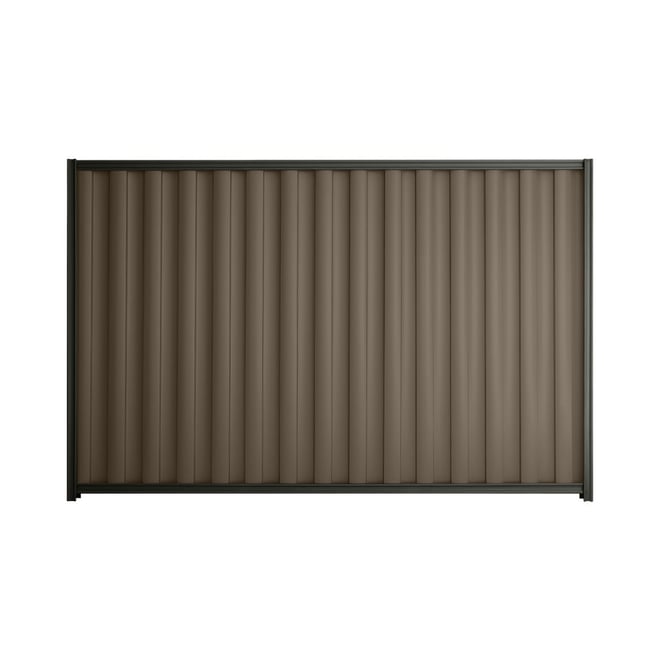 Good Neighbour® Wavelok® 1800mm High Fence Panel Sheet: Banyan Brown Post/Track: Slate Grey