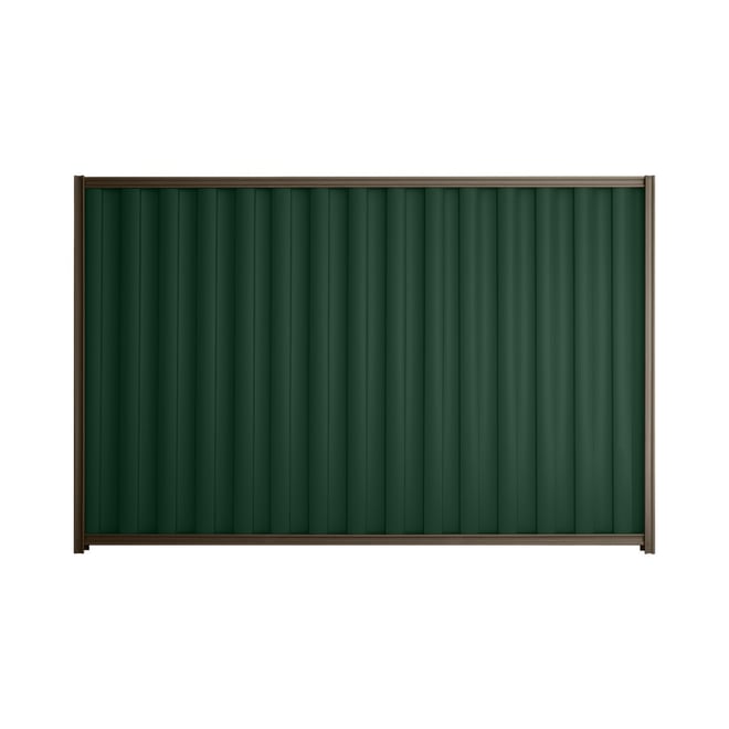 Good Neighbour® Wavelok® 1800mm High Fence Panel Sheet: Caulfield Green Post/Track: Banyan Brown