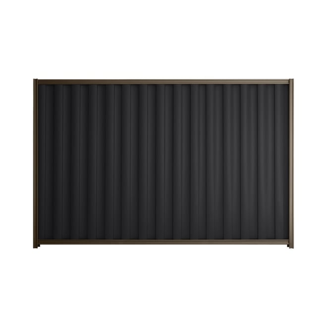 Good Neighbour® Wavelok® 1800mm High Fence Panel Sheet: Gun Metal Grey Post/Track: Banyan Brown