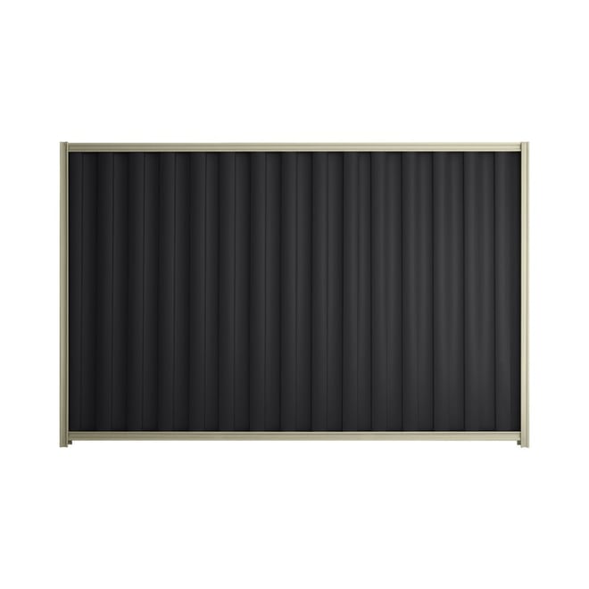 Good Neighbour® Wavelok® 1800mm High Fence Panel Sheet: Gun Metal Grey Post/Track: Moss Vale Sand