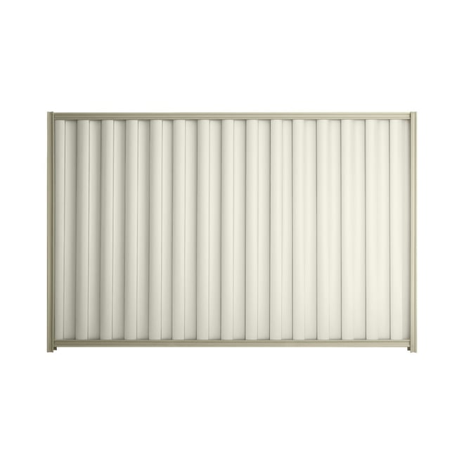 Good Neighbour® Wavelok® 1800mm High Fence Panel Sheet: Off White Post/Track: Moss Vale Sand