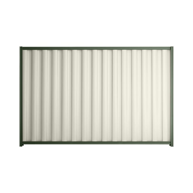 Good Neighbour® Wavelok® 1800mm High Fence Panel Sheet: Off White Post/Track: Rivergum