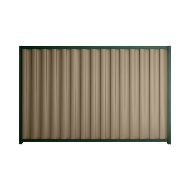 Good Neighbour® Wavelok® 2100mm High Fence Panel Sheet: Beige Post/Track: Caulfield Green