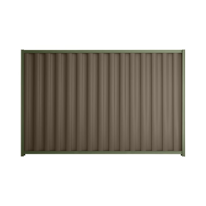 Good Neighbour® Wavelok® 2100mm High Fence Panel Sheet: Banyan Brown Post/Track: Mist Green