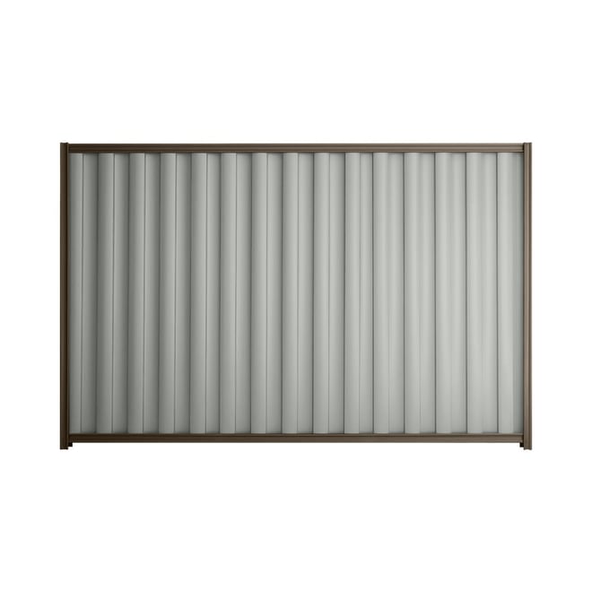 Good Neighbour® Wavelok® 2100mm High Fence Panel Sheet: Gull Grey Post/Track: Banyan Brown
