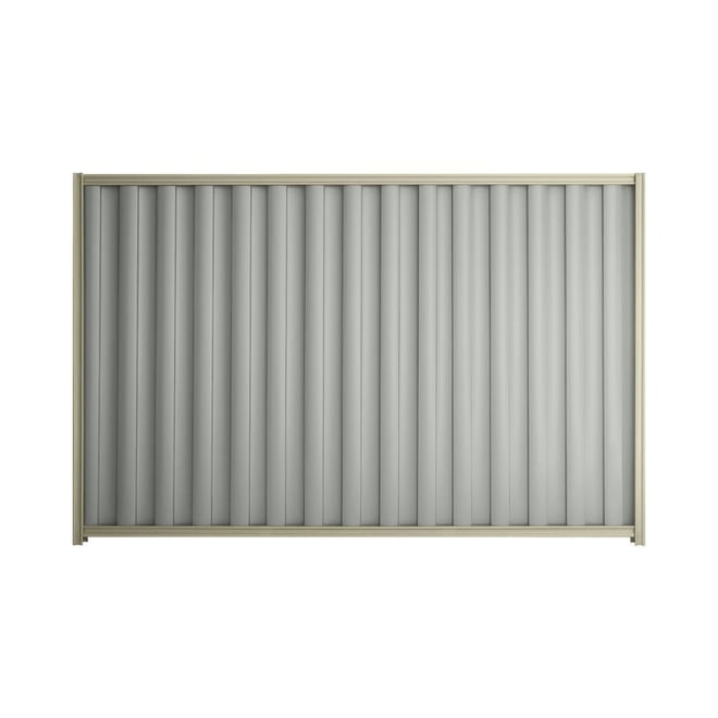 Good Neighbour® Wavelok® 2100mm High Fence Panel Sheet: Gull Grey Post/Track: Moss Vale Sand