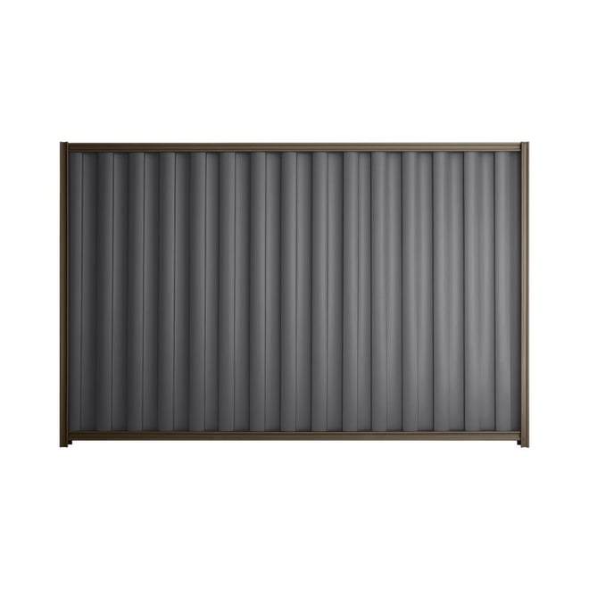 Good Neighbour® Wavelok® 2100mm High Fence Panel Sheet: Granite Post/Track: Banyan Brown