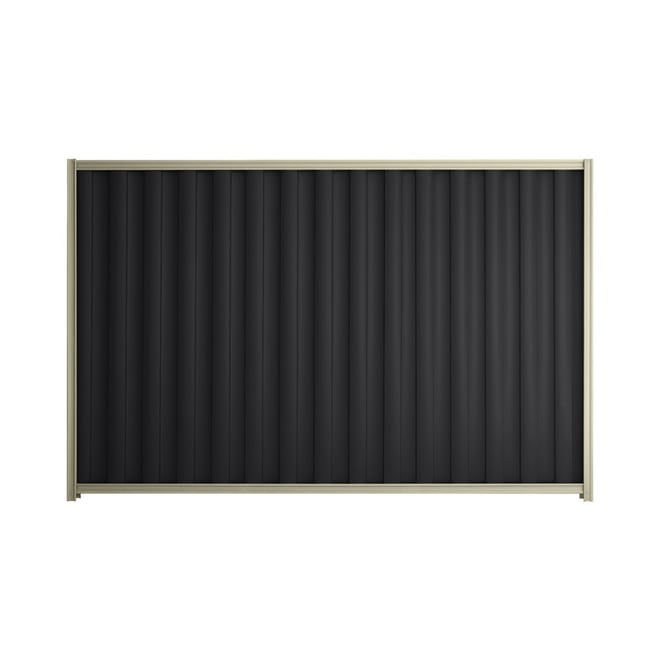 Good Neighbour® Wavelok® 2100mm High Fence Panel Sheet: Gun Metal Grey Post/Track: Moss Vale Sand