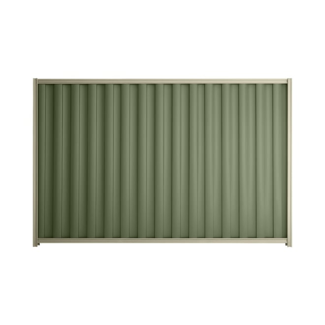 Good Neighbour® Wavelok® 2100mm High Fence Panel Sheet: Mist Green Post/Track: Moss Vale Sand