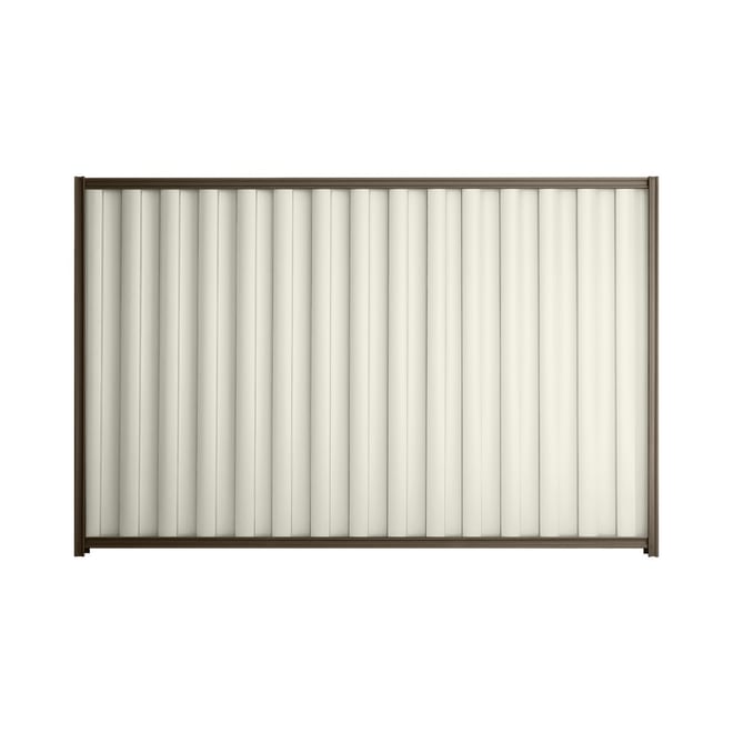 Good Neighbour® Wavelok® 2100mm High Fence Panel Sheet: Off White Post/Track: Banyan Brown
