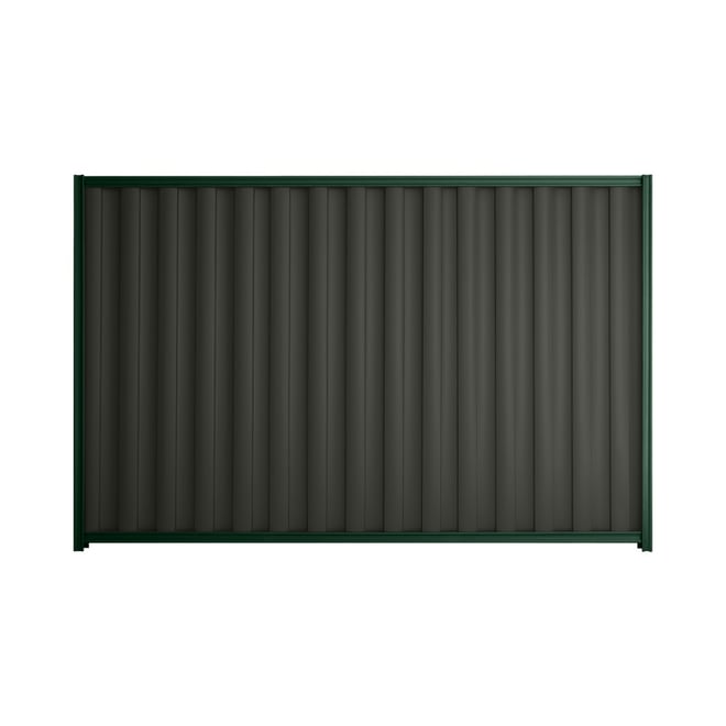 Good Neighbour® Wavelok® 2100mm High Fence Panel Sheet: Slate Grey Post/Track: Caulfield Green