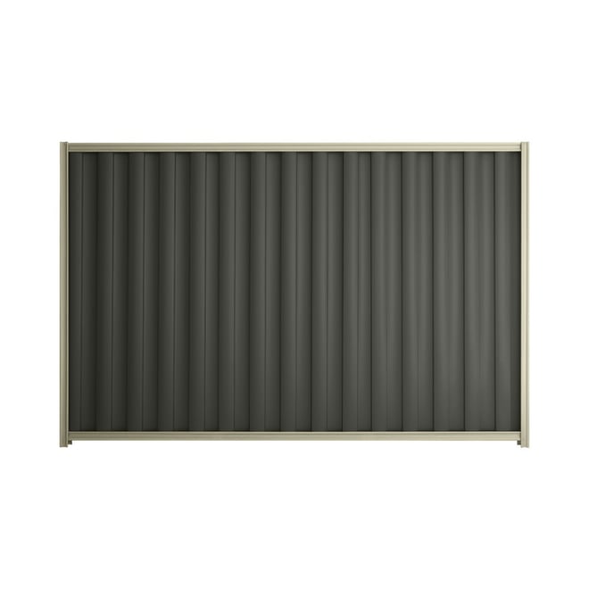 Good Neighbour® Wavelok® 2100mm High Fence Panel Sheet: Slate Grey Post/Track: Moss Vale Sand