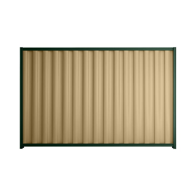 Good Neighbour® Wavelok® 2100mm High Fence Panel Sheet: Wheat Post/Track: Caulfield Green