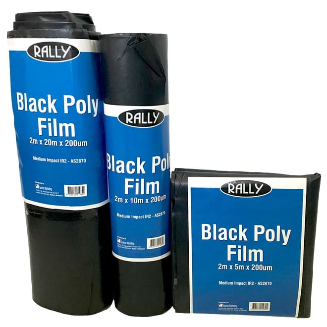 Poly Pre-Packed Builders Sheet 2m x 10m x 200UM Black IR2 Medium Impact