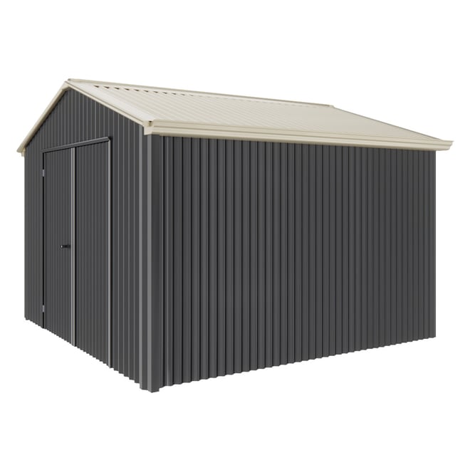 Handi-Heritage Shed H3 3.30X3.30 Roof:Merino Wall:Gun Metal Grey Gable End Double Door