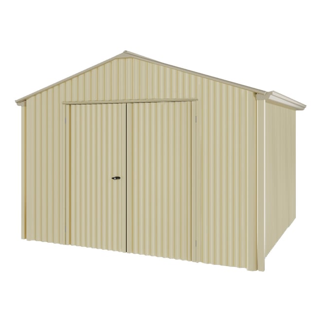 Handi-Heritage Shed H3 3.30X3.30 Roof:Merino Wall:Primrose Gable End Double Door
