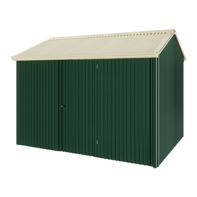 Handi-Heritage Shed H2 3.30X2.52 Roof:Primrose Wall:Caulfield Green Front/Rear Single Door