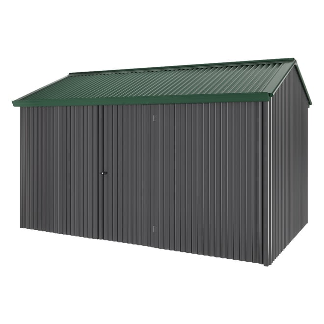 Handi-Heritage Shed H4 3.96X2.52 Roof:Caulfield Green Wall: Gun Metal Grey Front/Rear Single Door