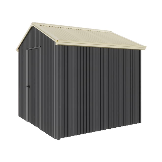 Handi-Heritage Shed H1 2.54X2.52 Roof:Primrose Wall:Gun Metal Grey Gable End Single Door