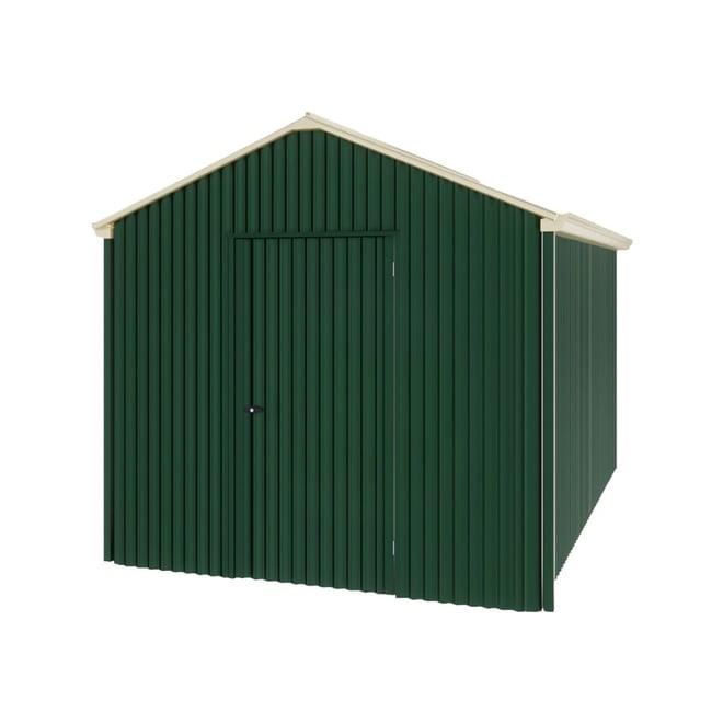 Handi-Heritage Shed H4 3.96X2.52 Roof:Primrose Wall:Caulfield Green Gable End Single Door