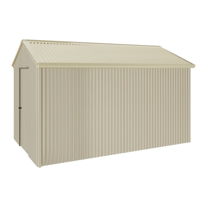Handi-Heritage Shed H4 3.96X2.52 Roof:Primrose Wall:Merino Gable End Single Door