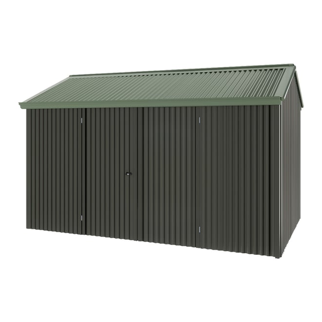 Handi-Heritage Shed H4 3.96X2.52 Roof:Rivergum Wall:Slate Grey Front/Rear Double Door