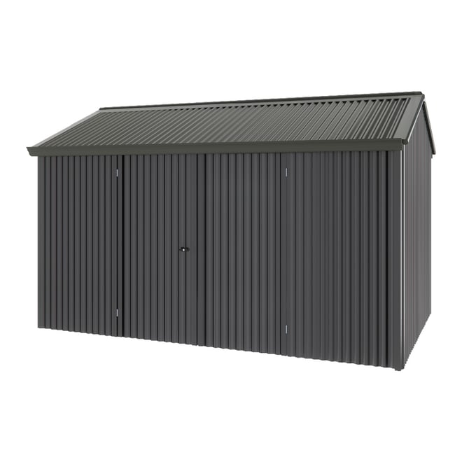 Handi-Heritage Shed H4 3.96X2.52 Roof:Slate Grey Wall:Gun Metal Grey Front/Rear Double Door