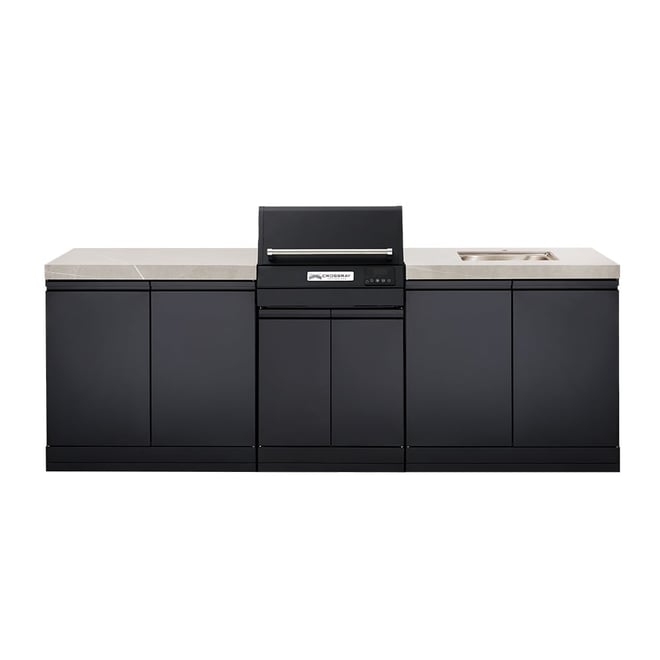 CROSSRAY eXtreme Electric Grey Outdoor Kitchen With Double Cabinets And Sink