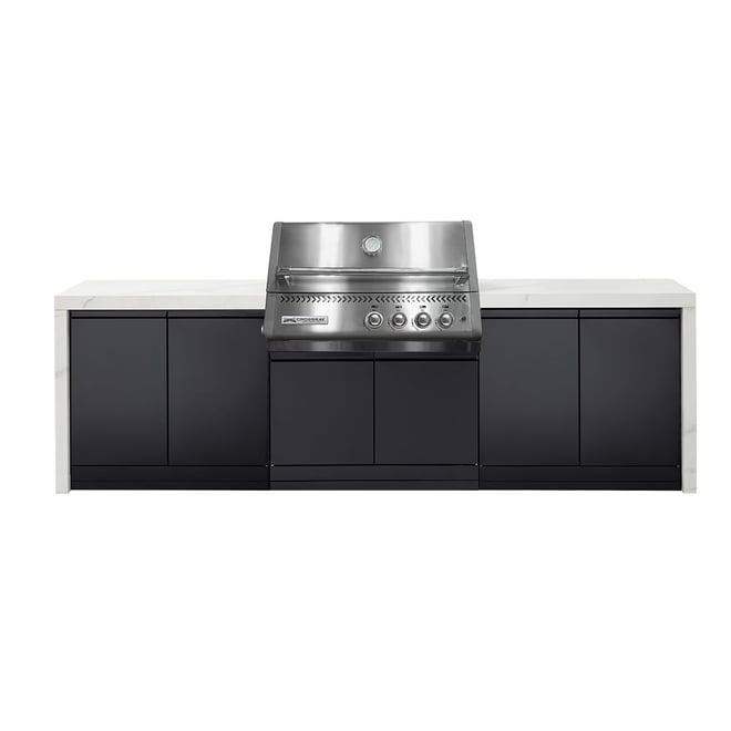 CROSSRAY Premium Xplor 4 Burner Gas Outdoor Kitchen With Double Cabinets In White