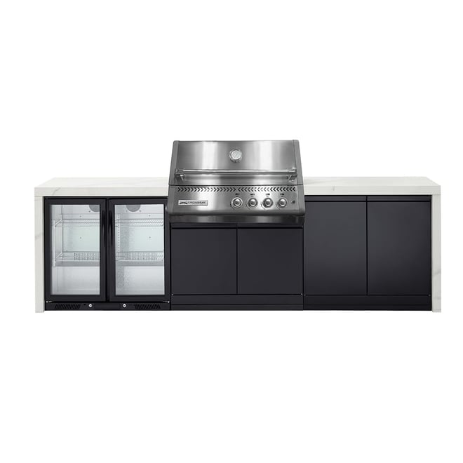 CROSSRAY Premium Xplor 4 Burner Gas Outdoor Kitchen With Double Door Fridge In White