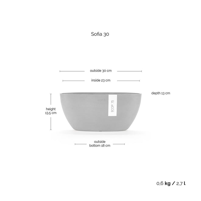 Sofia Self Watering Eco Pot 30CM Taupe