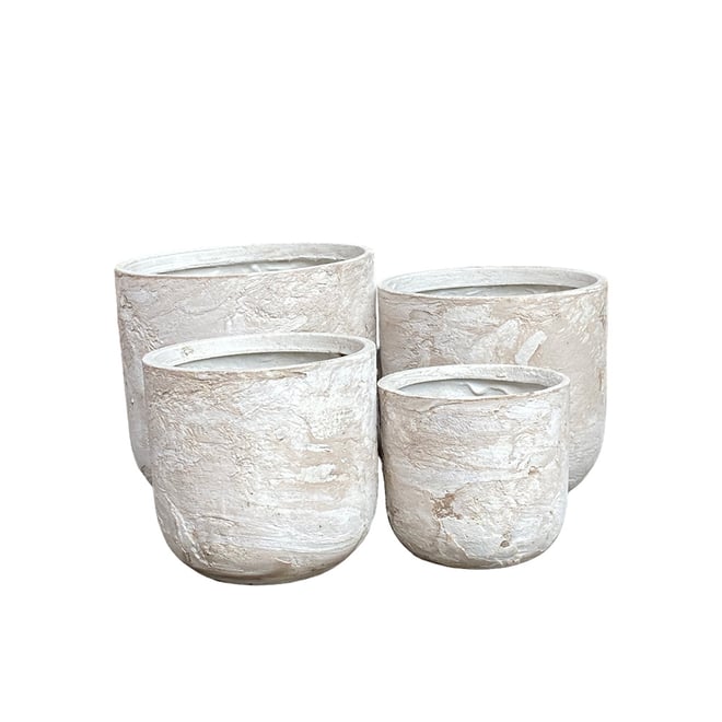 Northcote Pottery Odyssey Drum Pot 44X36cm White Pietra