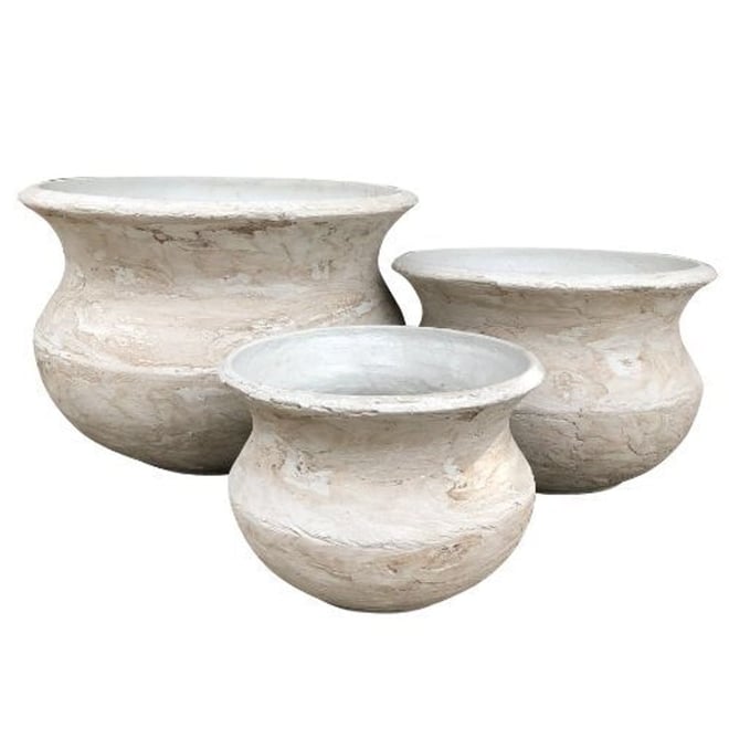 Northcote Pottery Triton Belly Pot 51X35cm White Pietra