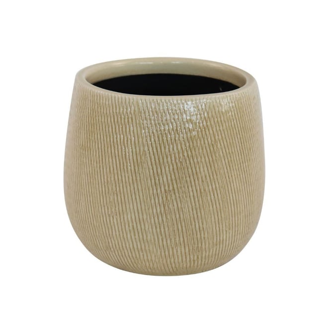 Hisako Round Pot - Ecru  18 x 16cm Small