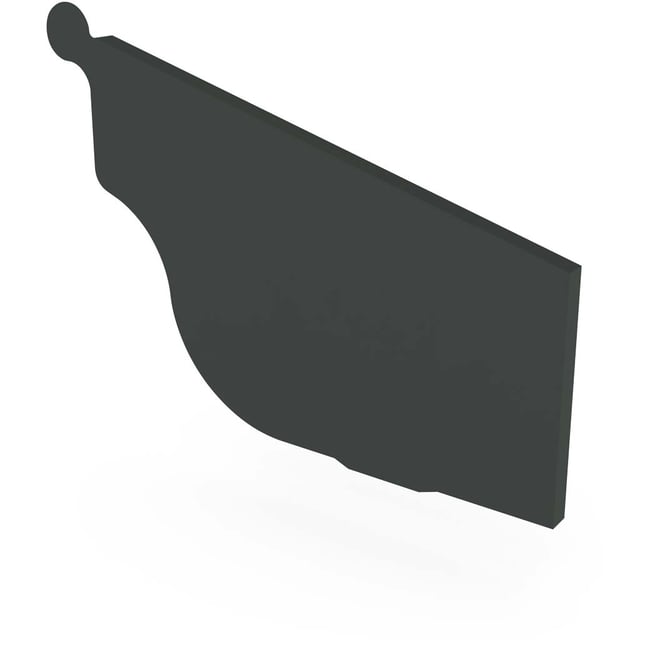 OG Gutter 125 Ribbed Stop End Right Hand Gun Metal Grey