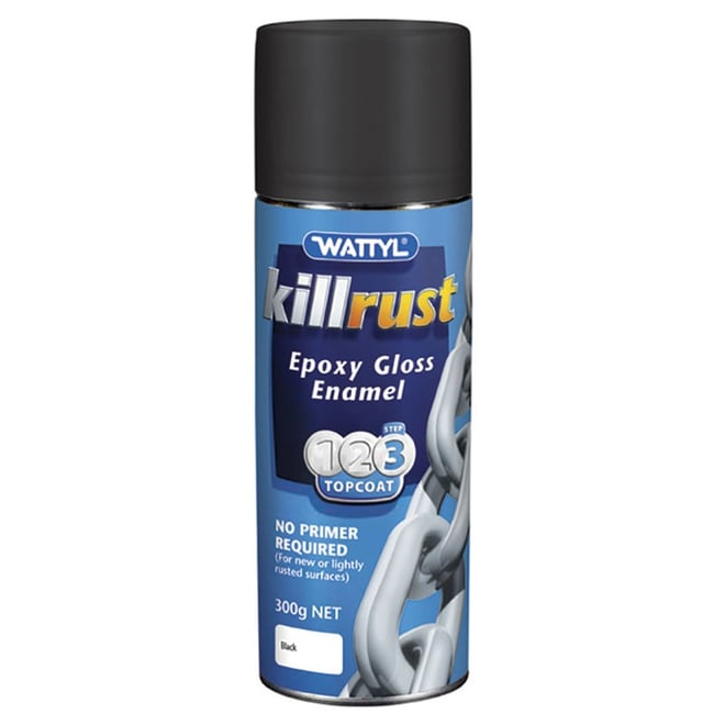 Wattyl Killrust Gloss Enamel Black Aerosol