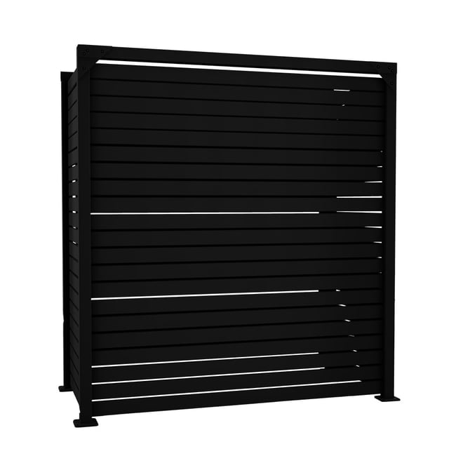 Slat Pool Pump Cover 600 x 1594 x 1500mm Black Single Door No Lid