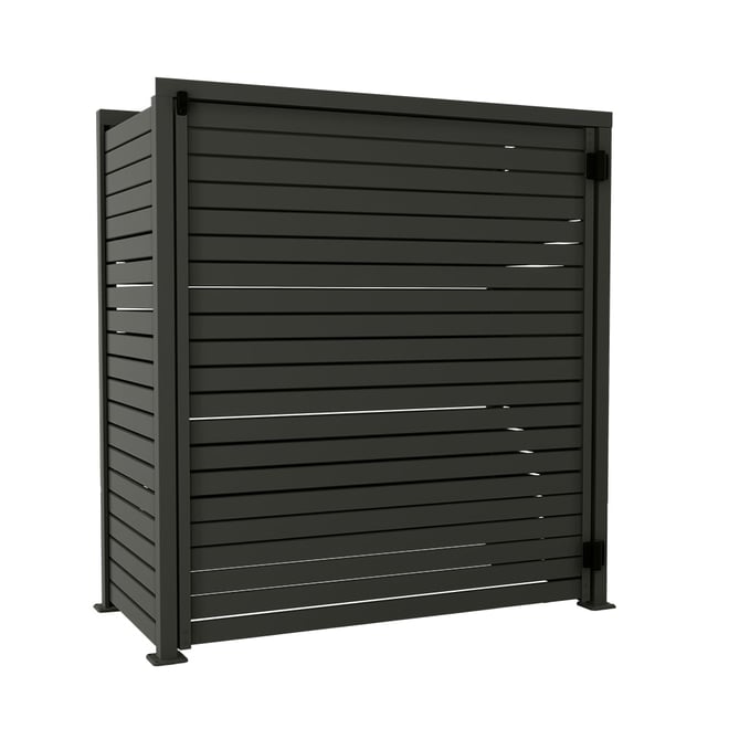 Slat Pool Pump Cover 600 x 1594 x 1500mm Slate Grey Single Door No Lid