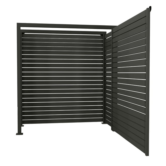 Slat Pool Pump Cover 600 x 1594 x 1500mm Slate Grey Single Door No Lid