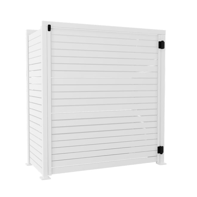 Slat Pool Pump Cover 600 x 1594 x 1500mm White Single Door No Lid