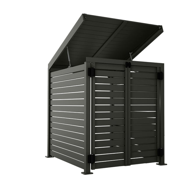 Slat Pool Pump Cover 1150 x 1204 x 982mm Slate Grey Double Door With Lid