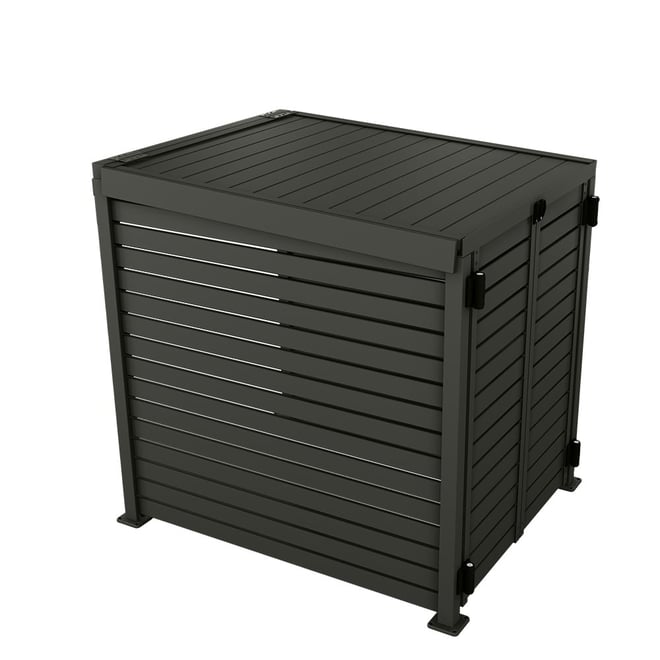 Slat Pool Pump Cover 1150 x 1204 x 982mm Slate Grey Double Door With Lid