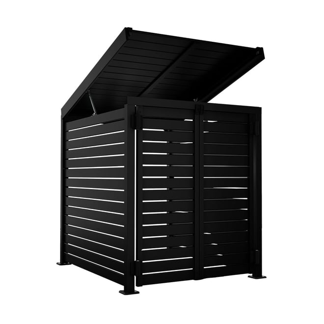 Slat Pool Pump Cover 1200 x 1134 x 982mm Black Double Door With Lid