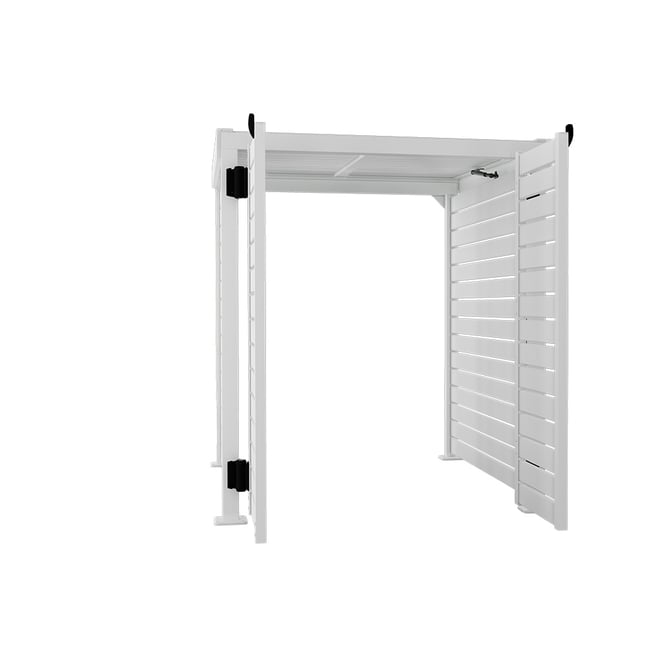 Slat Pool Pump Cover 1200 x 1134 x 982mm Off White Double Door With Lid