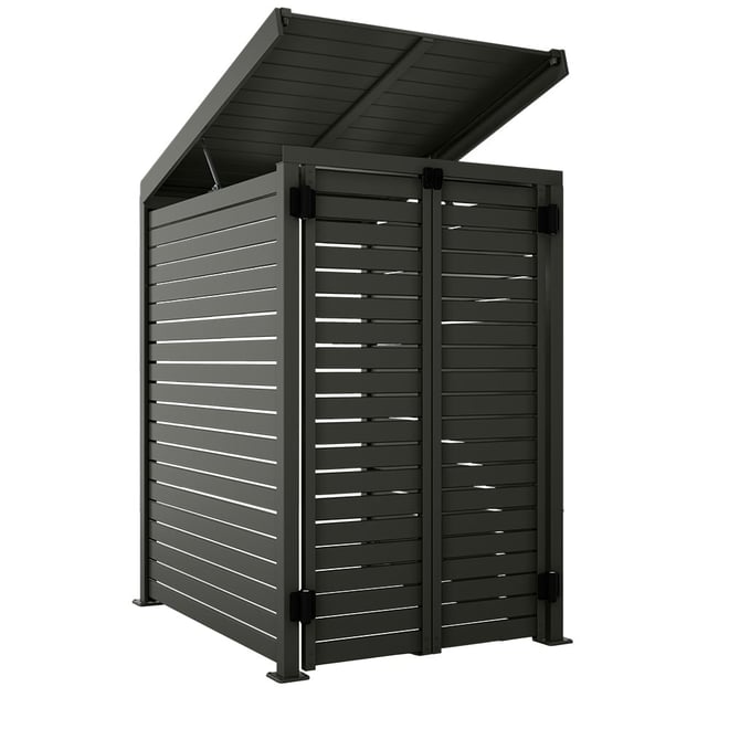 Slat Pool Pump Cover 1200 x 1489 x 982mm Slate Grey Double Door With Lid