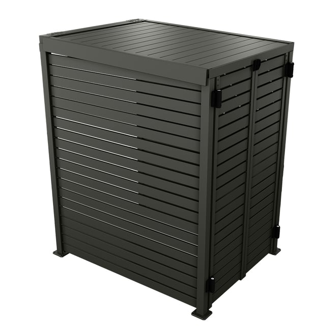 Slat Pool Pump Cover 1200 x 1489 x 982mm Slate Grey Double Door With Lid