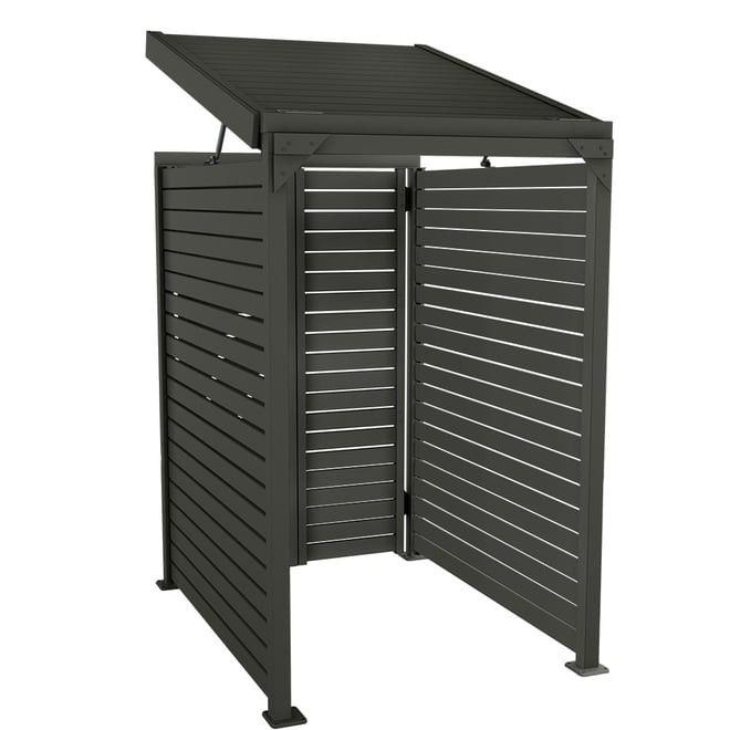 Slat Pool Pump Cover 1200 x 1489 x 982mm Slate Grey Double Door With Lid
