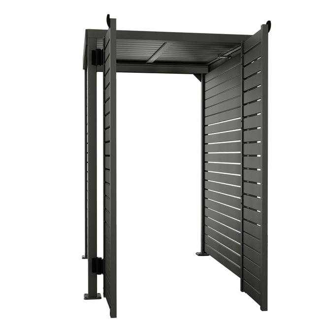 Slat Pool Pump Cover 1200 x 1489 x 982mm Slate Grey Double Door With Lid